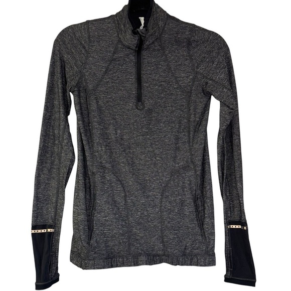 Lululemon 3/4 Zip Running Jacket Women’s 4 Heathered Gray Black Woekout Athletic - Picture 1 of 14